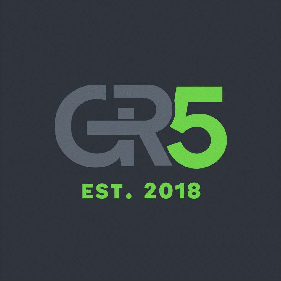 GR EST. 2018 animated logo on dark background